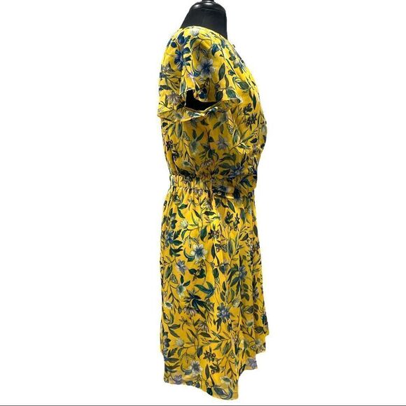 sam Edelman Yellow Retro Floral Printed Flowy Mini Dress Sz M - Picture 7 of 15